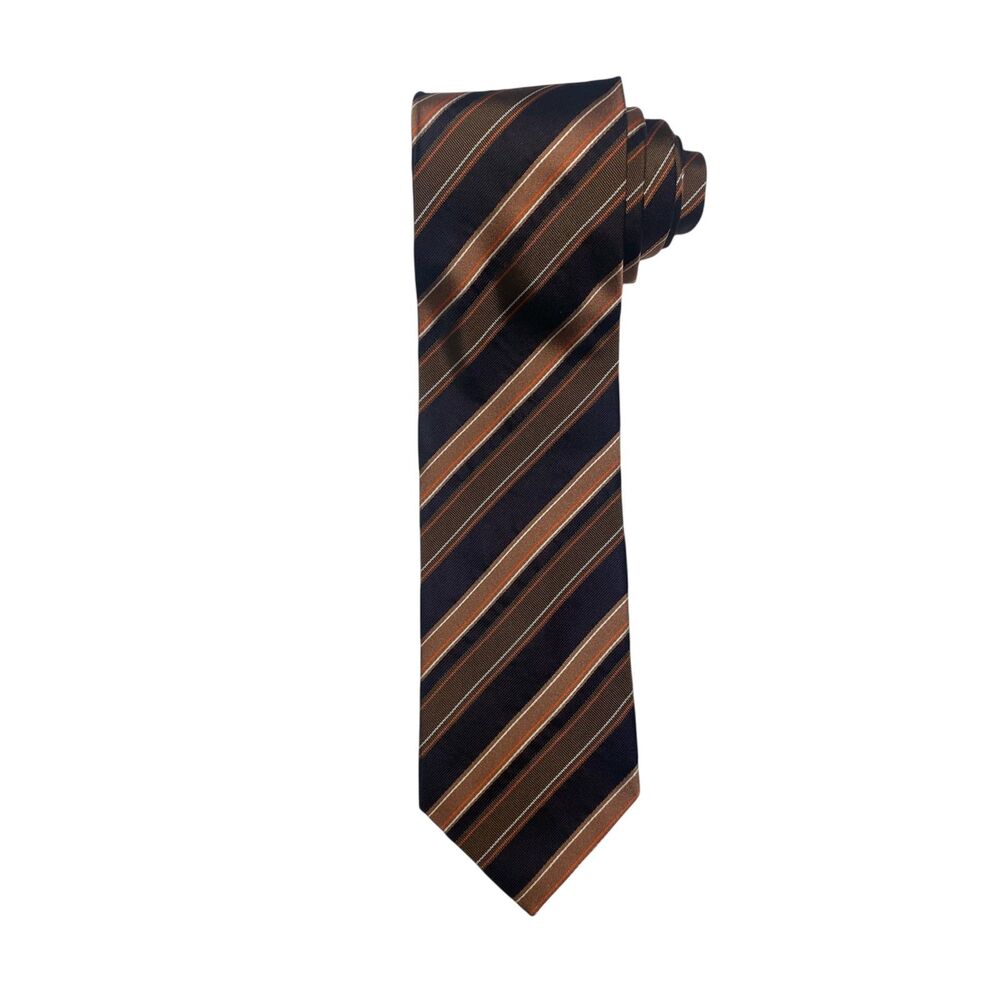 Vintage Roberto Villini Silk Tie Men's Striped Black Brown Casual Office Career